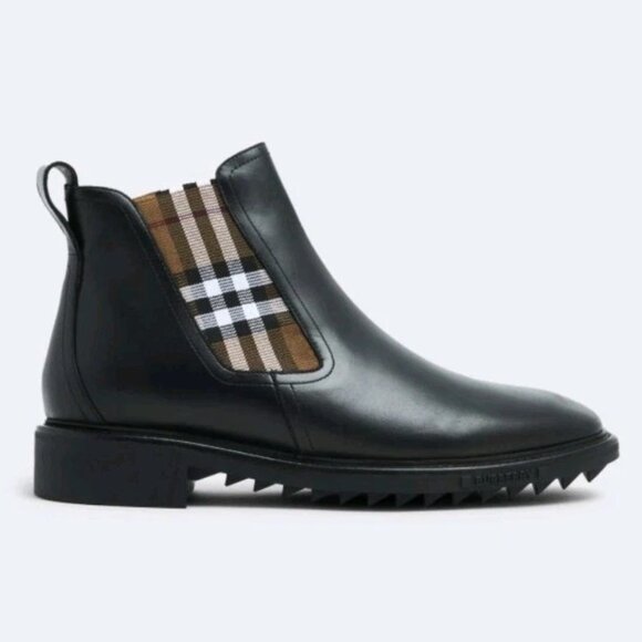 Burberry Men's Allostock Leather Chelsea Boots Black/Birch Eu 45 US 12 - Picture 1 of 9